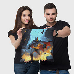 Подушка квадратная Бэтмен в прыжке, цвет: 3D-принт — фото 2