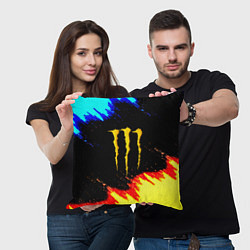 Подушка квадратная Monster energy огненные краски, цвет: 3D-принт — фото 2