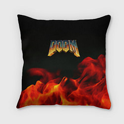 Подушка квадратная Doom огненная текстура, цвет: 3D-принт