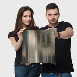 Подушка квадратная Размытые серо-бежевые полосы, цвет: 3D-принт — фото 2