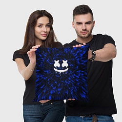 Подушка квадратная Marshmello blue energy, цвет: 3D-принт — фото 2