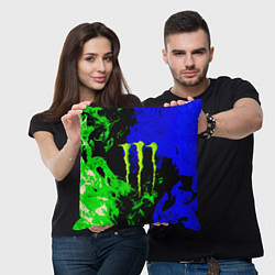 Подушка квадратная Monster energy кислотный огонь, цвет: 3D-принт — фото 2