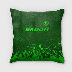 Подушка квадратная Skoda - green gradient посередине, цвет: 3D-принт