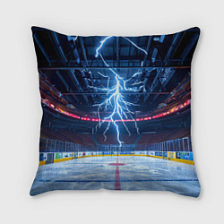 Подушка квадратная Удар молнии в хоккейную площадку, цвет: 3D-принт