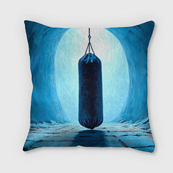 Подушка квадратная Боксерская груша на синем
