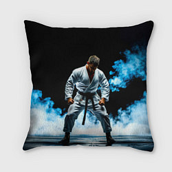 Подушка квадратная Боец джиу-джитсу в дыму