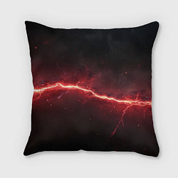 Подушка квадратная Красная линия - молния, цвет: 3D-принт