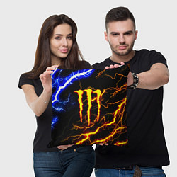 Подушка квадратная Monster energy шторм, цвет: 3D-принт — фото 2