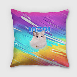 Подушка квадратная Inzoi кошечка на радужном фоне
