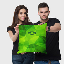 Подушка квадратная Chevrolet green poly, цвет: 3D-принт — фото 2
