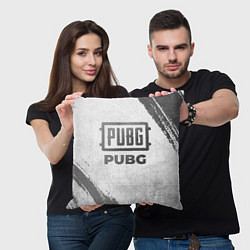Подушка квадратная PUBG - white gradient, цвет: 3D-принт — фото 2