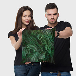 Подушка квадратная Абстракция - green stone curves, цвет: 3D-принт — фото 2