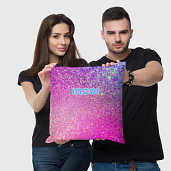 Подушка квадратная Inzoi лого и розовые блестки, цвет: 3D-принт — фото 2