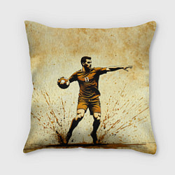 Подушка квадратная Гандболист на бежевом, цвет: 3D-принт