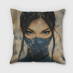 Подушка квадратная Портрет Китаны - Мортал комбат, цвет: 3D-принт