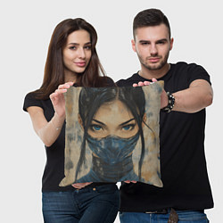 Подушка квадратная Портрет Китаны - Мортал комбат, цвет: 3D-принт — фото 2