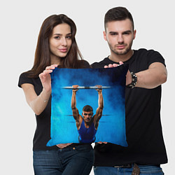 Подушка квадратная Турникмен синий дым, цвет: 3D-принт — фото 2