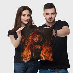 Подушка квадратная Горячая пиро архонт Мавуика - Genshin Impact, цвет: 3D-принт — фото 2