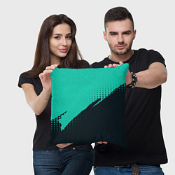 Подушка квадратная Color black light blue, цвет: 3D-принт — фото 2