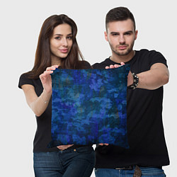 Подушка квадратная Абстракция - blue uniform camouflage, цвет: 3D-принт — фото 2