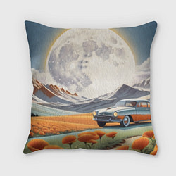 Подушка квадратная Луна и автомобиль, цвет: 3D-принт