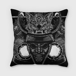 Подушка квадратная Голова самурая в маске Они, цвет: 3D-принт