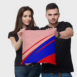 Подушка квадратная Красно-синий текстурный с полосами, цвет: 3D-принт — фото 2