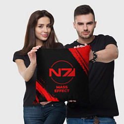Подушка квадратная Mass Effect - red gradient, цвет: 3D-принт — фото 2