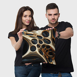 Подушка квадратная Черно-золотая абстракция, цвет: 3D-принт — фото 2