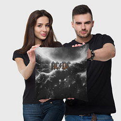 Подушка квадратная ACDC металлический лого черно-белая текстура, цвет: 3D-принт — фото 2