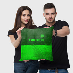 Подушка квадратная Fortnite - green gradient посередине, цвет: 3D-принт — фото 2