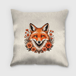 Подушка квадратная Japanese fox in flowers