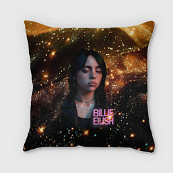 Подушка квадратная Билли Айлиш с блестками на фоне