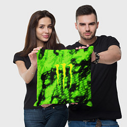 Подушка квадратная Monster energy кислотное лого, цвет: 3D-принт — фото 2