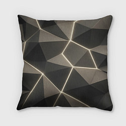 Подушка квадратная Серая объемная текстура с гранями, цвет: 3D-принт