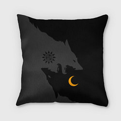 Подушка квадратная Мистические волки ночи и дня - тату, цвет: 3D-принт