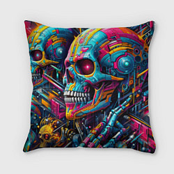 Подушка квадратная Cyber skull - pattern