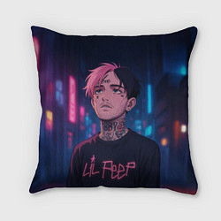 Подушка квадратная LiL Peep - Неоновый аниме арт