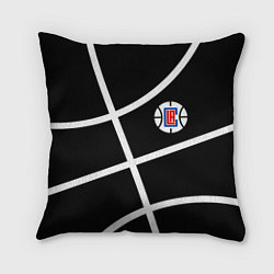Подушка квадратная Клипперс - текстура черного мяча, цвет: 3D-принт