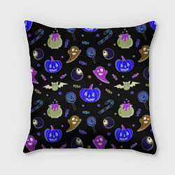 Подушка квадратная Halloween blue black pumpkin