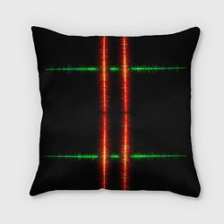 Подушка квадратная Color black green red lines