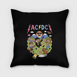 Подушка квадратная ACDC, мультяшный стиль, цвет: 3D-принт