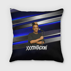 Подушка квадратная XXXTentacion с микрофоном довольный