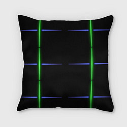 Подушка квадратная Color black green purple stripes