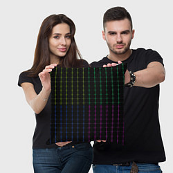 Подушка квадратная Color black multicolored stripes, цвет: 3D-принт — фото 2