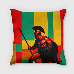 Подушка квадратная Спартанский воин поп-арт, цвет: 3D-принт