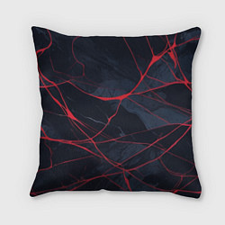 Подушка квадратная Мраморные узоры из переплетений красных линий