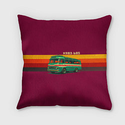 Подушка квадратная Ретро автобус КАВЗ-685 поп-арт, цвет: 3D-принт