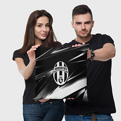 Подушка квадратная Juventus geometry stripes black, цвет: 3D-принт — фото 2