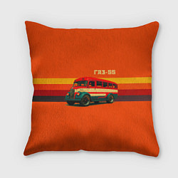 Подушка квадратная Ретро автобус ГАЗ-55 поп-арт, цвет: 3D-принт